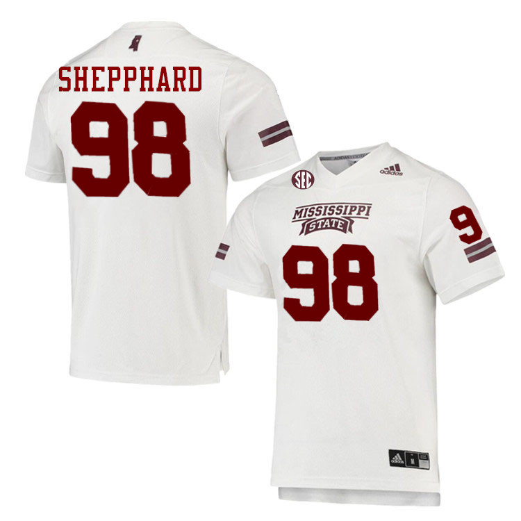 Men #98 Ashun Shepphard Mississippi State Bulldogs College Football Jerseys Stitched-White